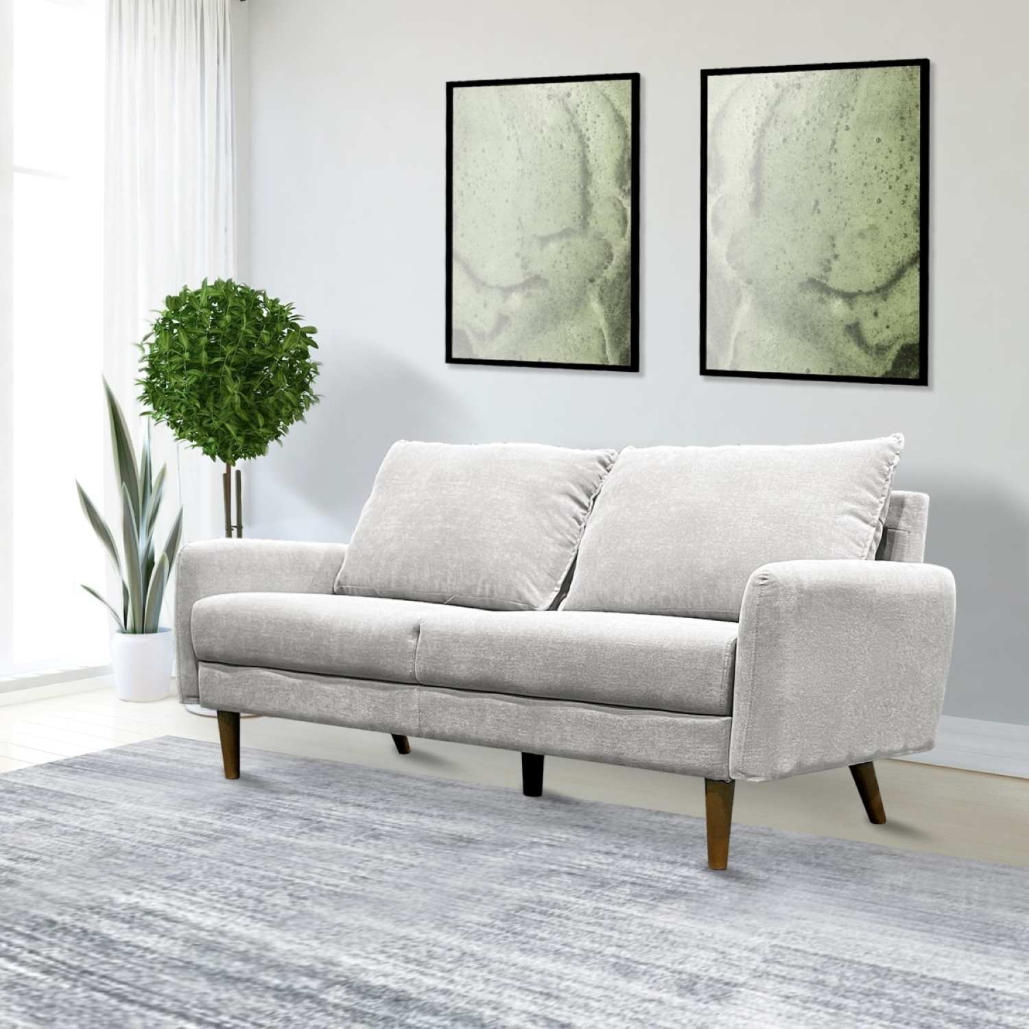 Light Grey Fabric 3 Seater Sofa 70992
