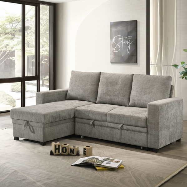Light Grey Fabric Reversible Sofa Bed 1248