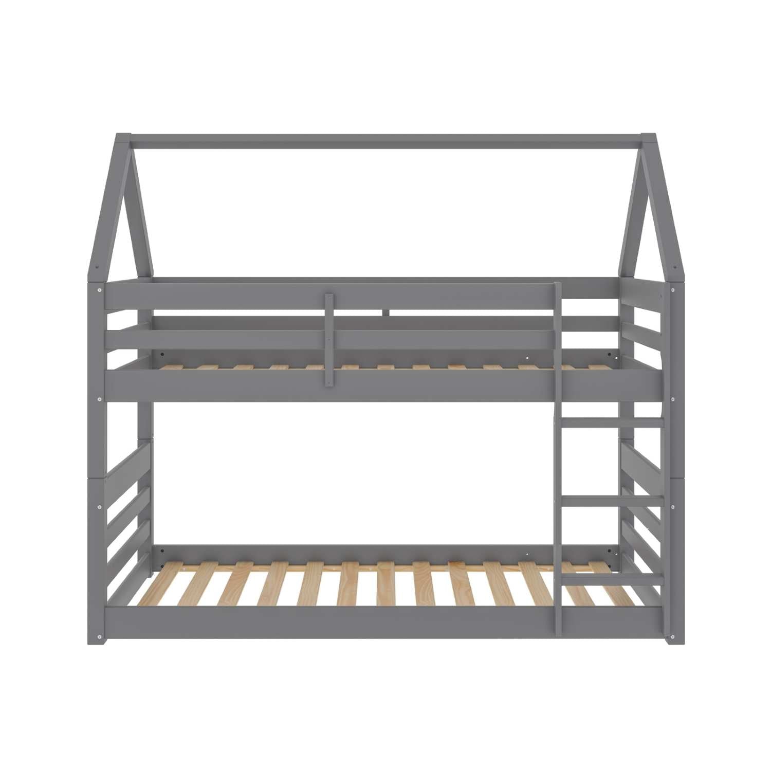 Light Grey Wooden Bloom Single Bunk Bed With Open Roof 2004