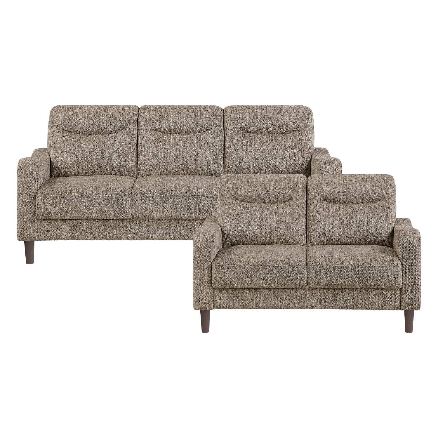 Linden Chenille Fabric Brown Sofa Set 9180 BRW