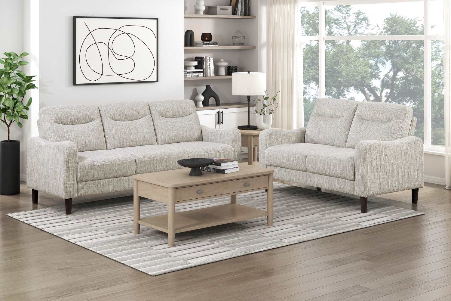 Linden Chenille Fabric Taupe Loveseat 9180TPE