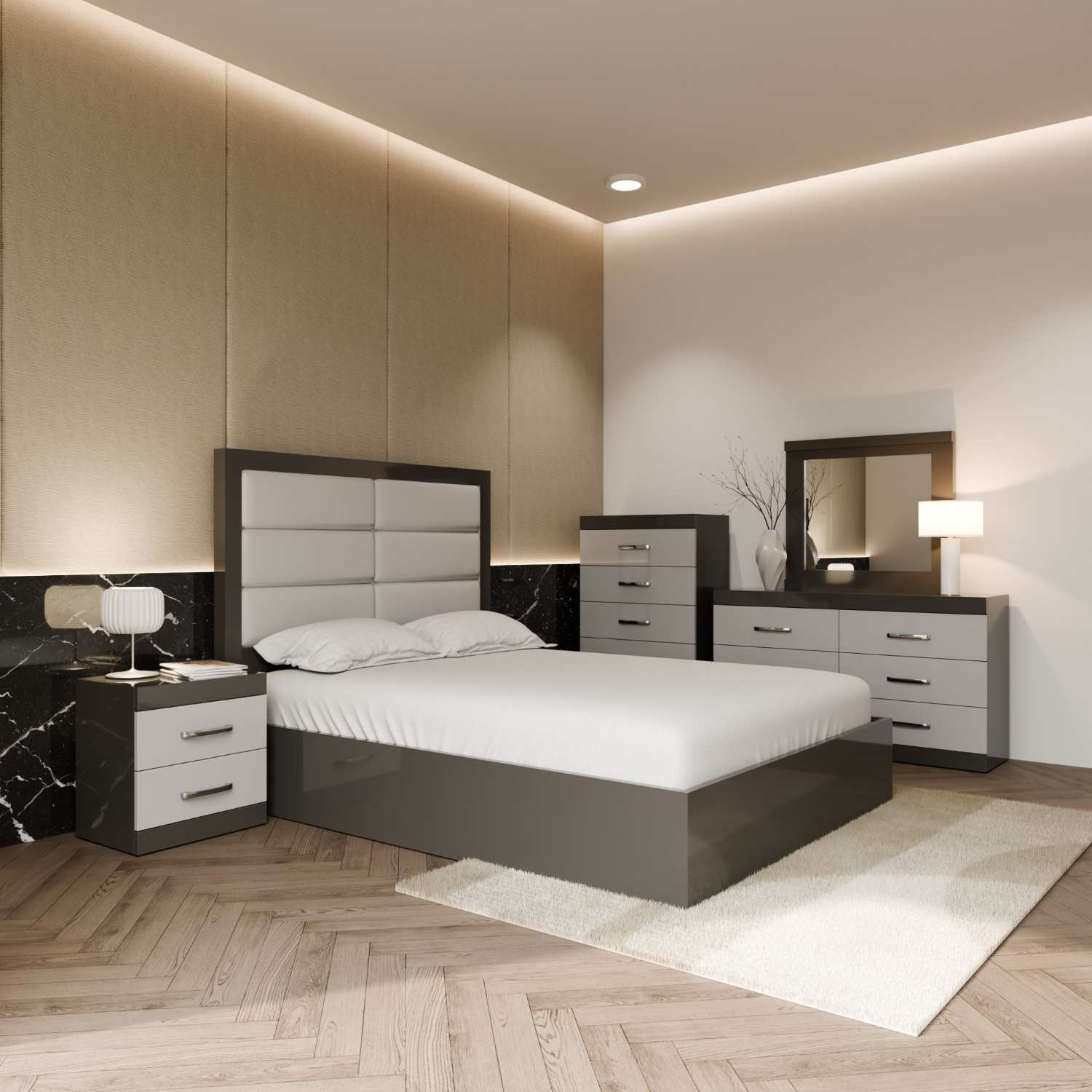 Livia Canadian Made Italian Style Hydraulic Lift Bedroom Set