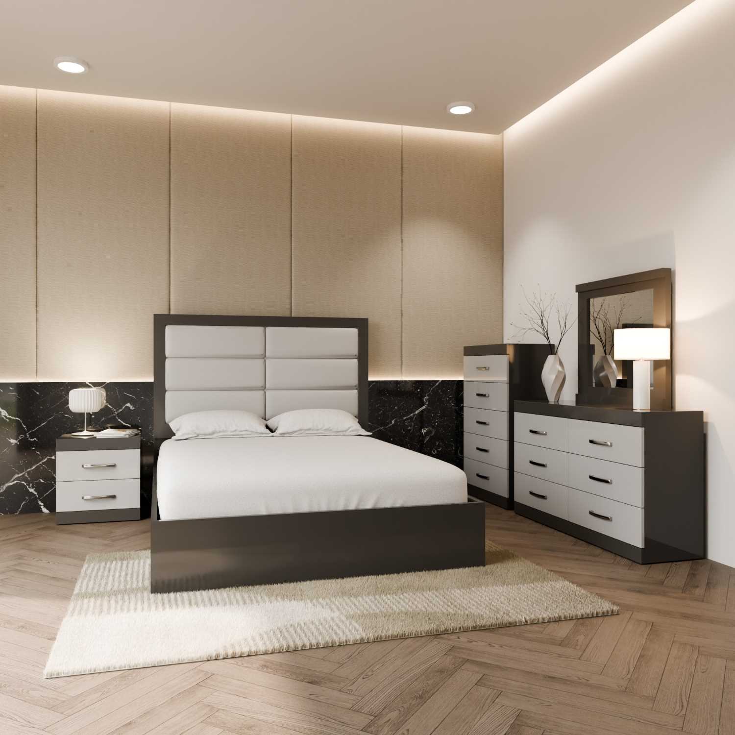 Livia Canadian Made Italian Style Hydraulic Lift Bedroom Set