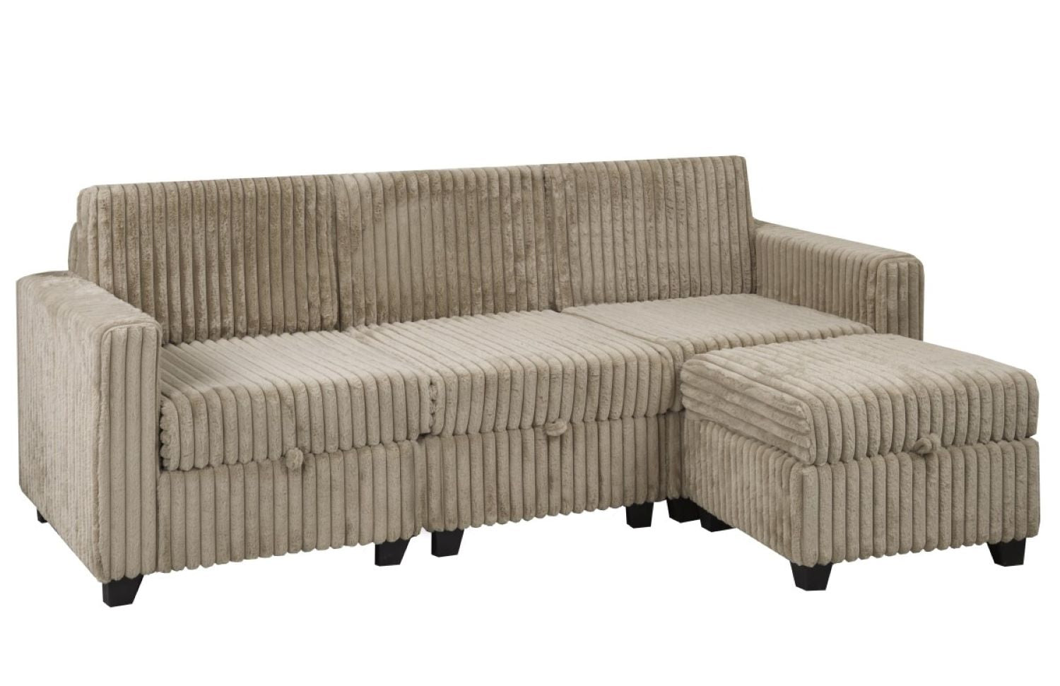 Lotus Corduroy Fabric Modular Storage Sectional Brown 240312