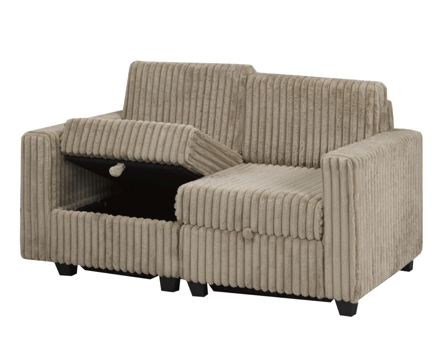 Lotus Corduroy Fabric Modular Storage Sectional Brown 240312