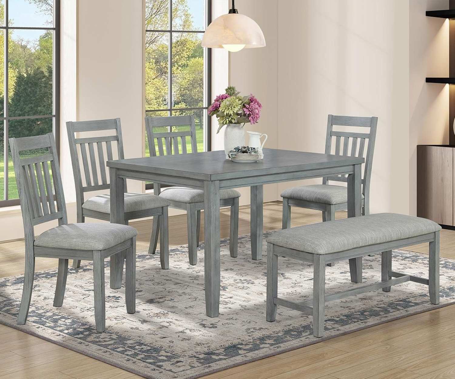 Luke Grey 6-piece Solid Wood Dining Set DTS161