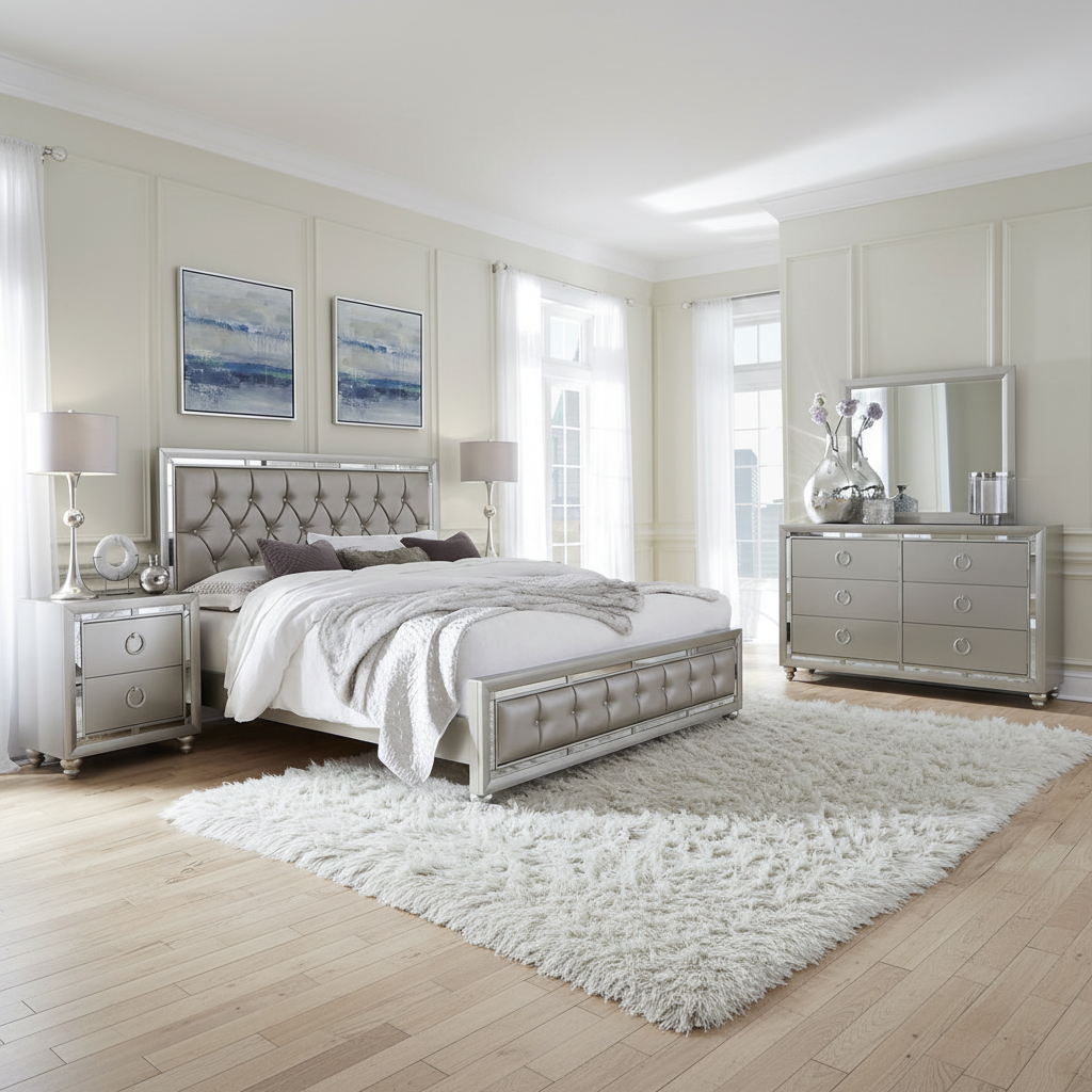 Luna Silver Wooden Bedroom Set