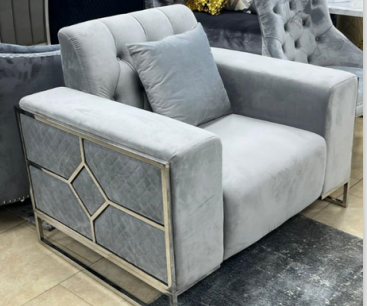 Luxury Velvet Grey Sofa Set 327