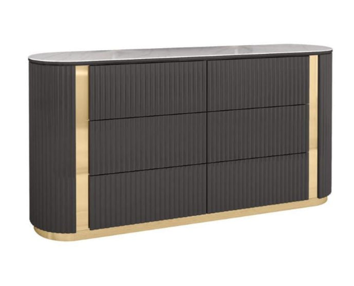 Madrid 6PC Bedroom Set With LED Headboard Beige 1631