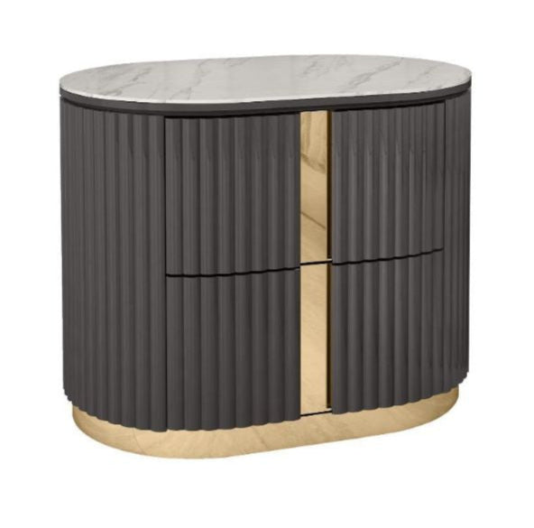 Madrid 2 Drawer Night Stand Graphite & Titanium Gold 1631
