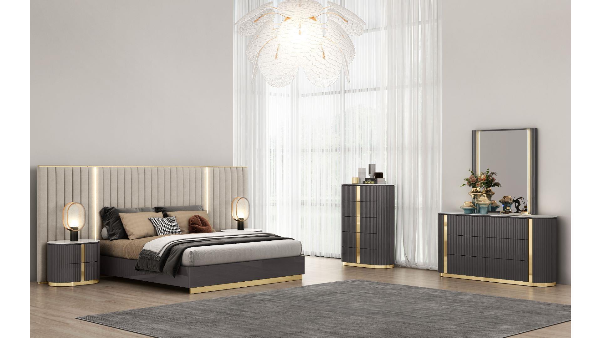 Madrid Bed With LED Headboard Beige 1631