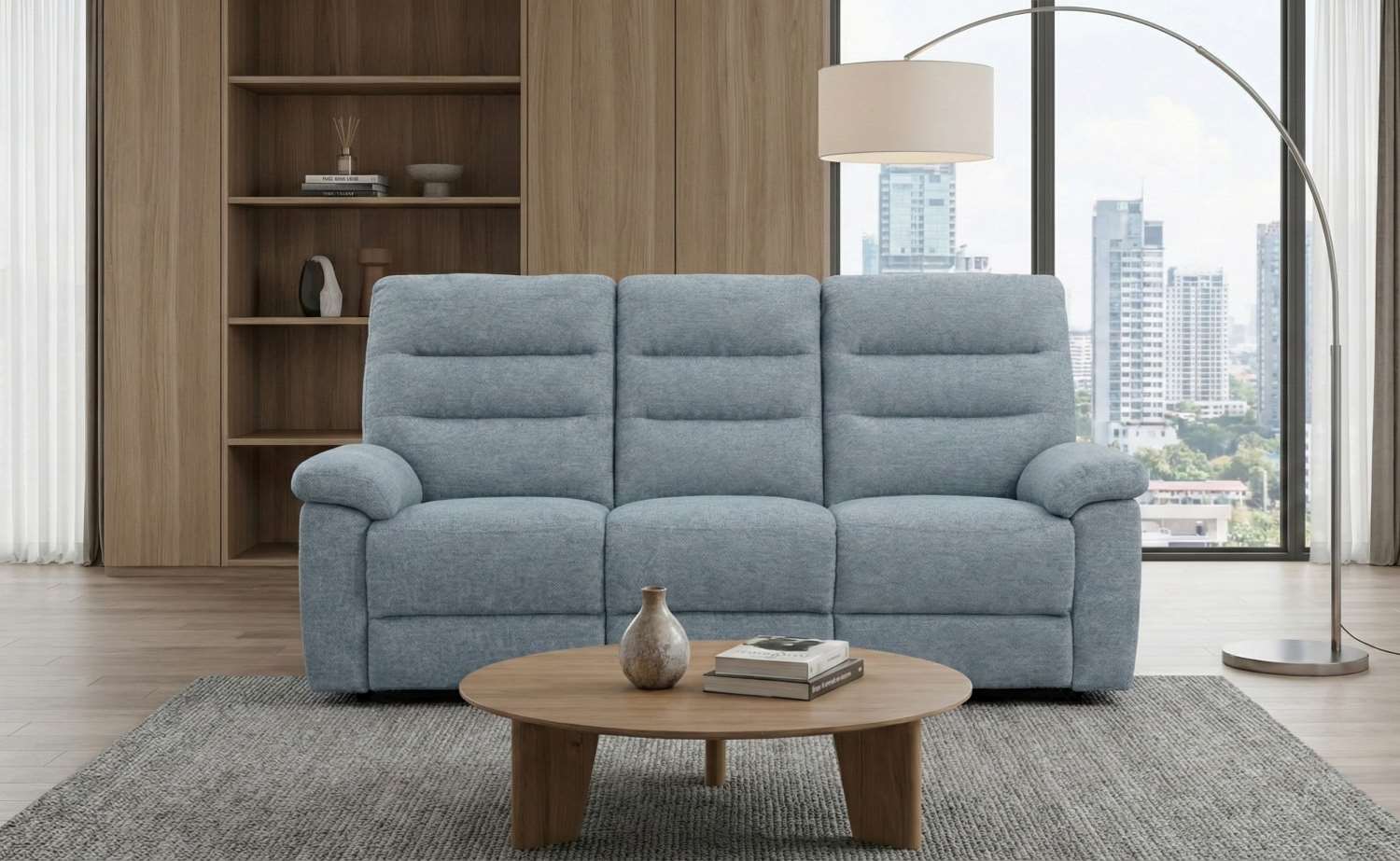 Marco Grey Fabric Manual Recliner Sofa Set 51358