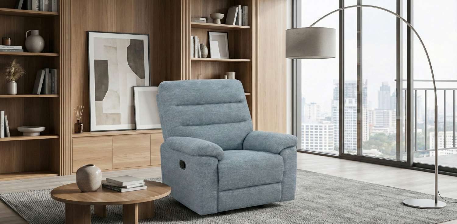 Marco Grey Fabric Manual Recliner Sofa Set 51358