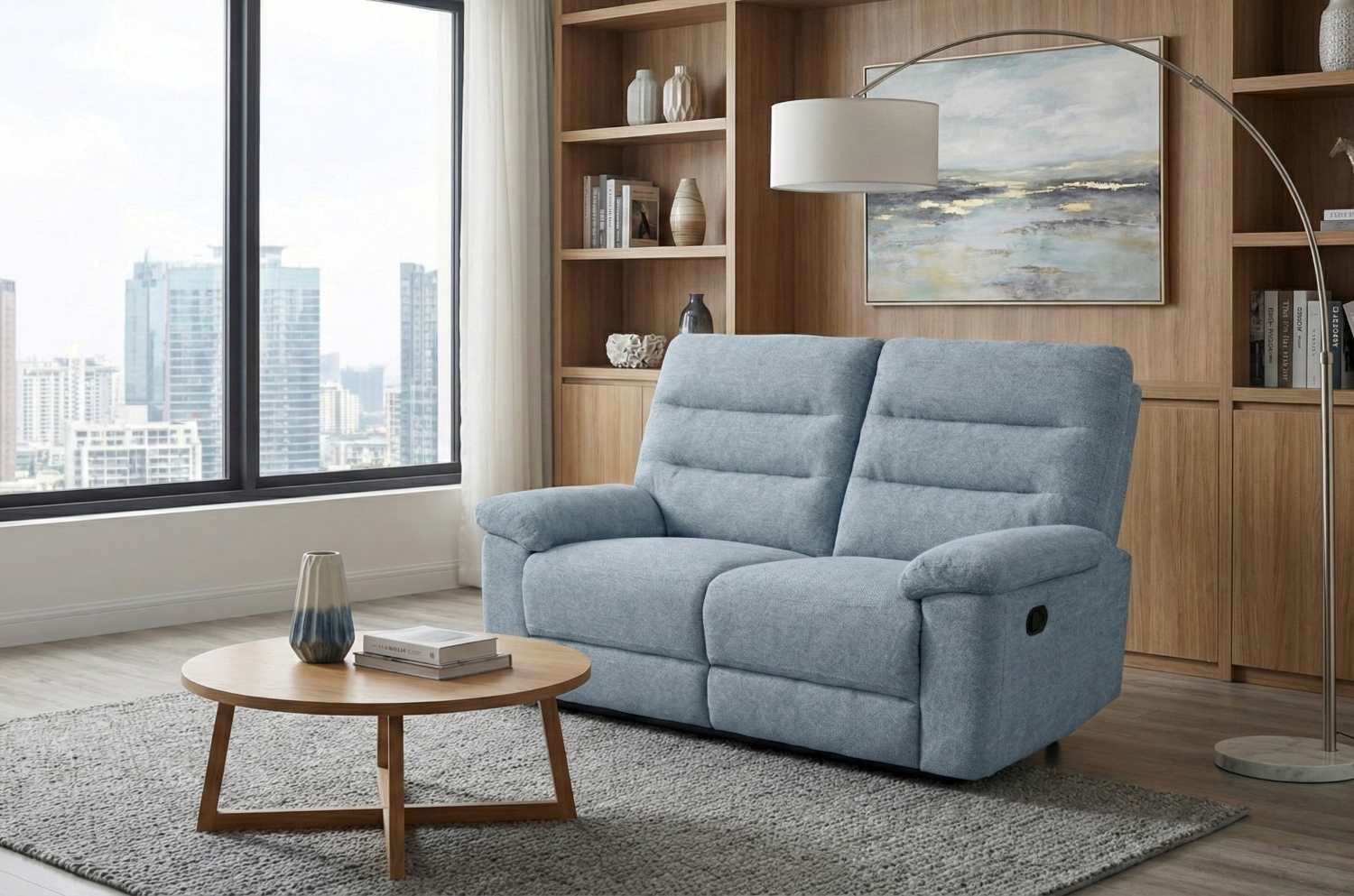 Marco Grey Fabric Manual Recliner Sofa Set 51358