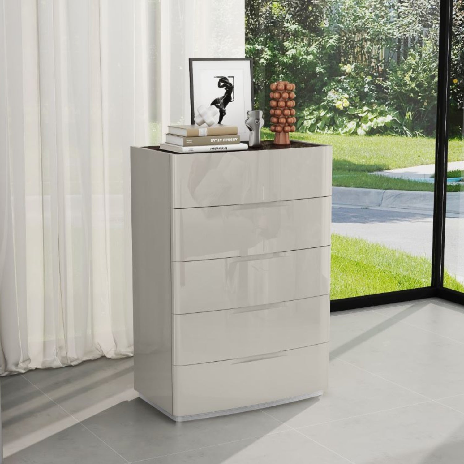 Mario High Gloss Lacquer Chest Grey & Ebony SB278CH