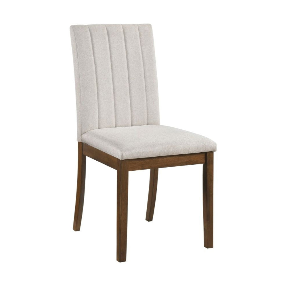 Chair with white cushioned seat and backrest on a white background