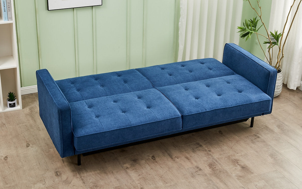 Memory Foam Blue Klik Klak Sofa Bed With Storage Space 8055