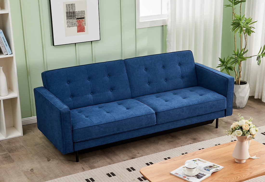 Memory Foam Blue Klik Klak Sofa Bed With Storage Space 8055