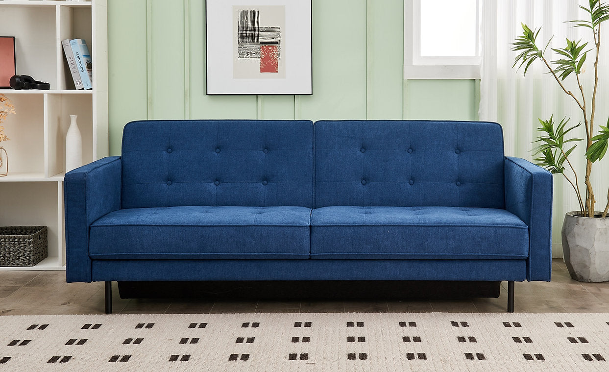 Memory Foam Blue Klik Klak Sofa Bed With Storage Space 8055