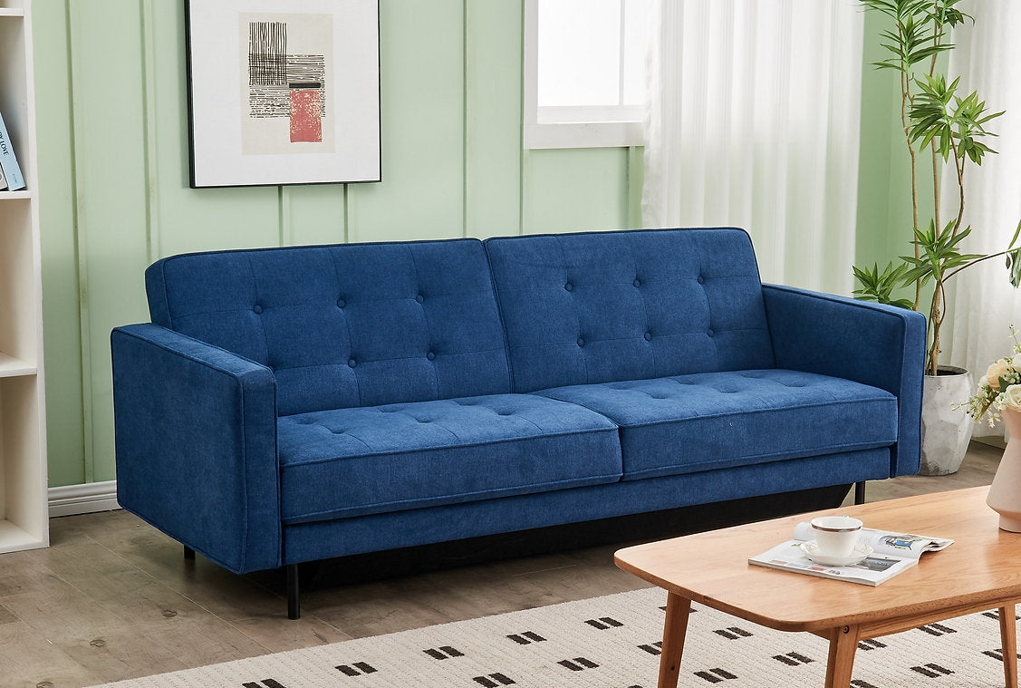 Memory Foam Blue Klik Klak Sofa Bed With Storage Space 8055