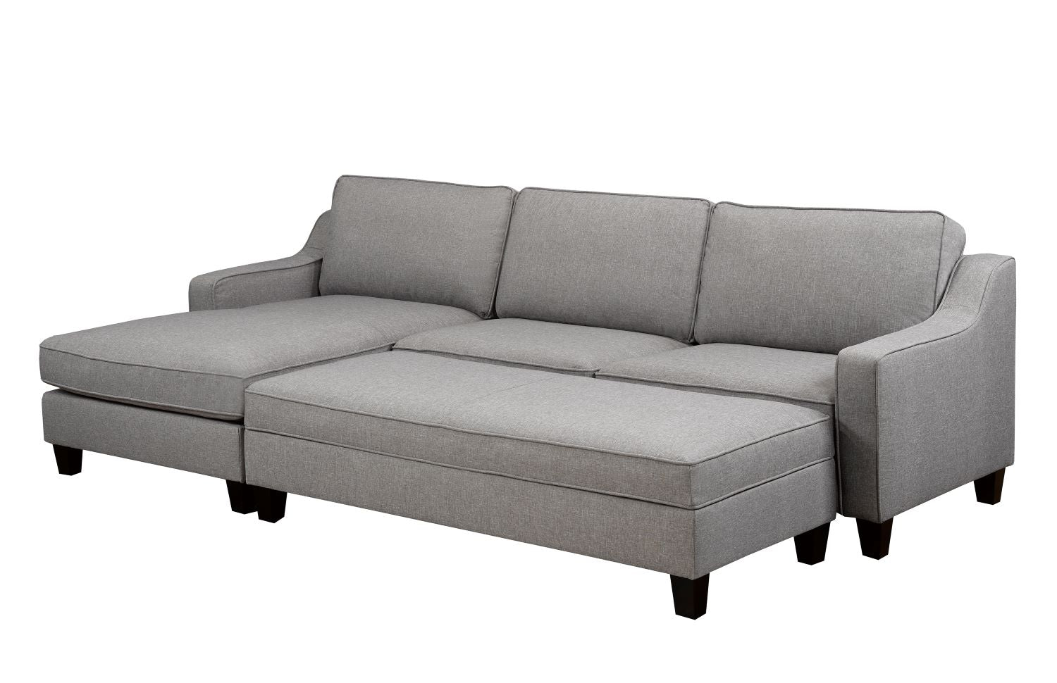 Mila Grey Fabric Sectional Sofa with Storage Ottoman 17600 17601