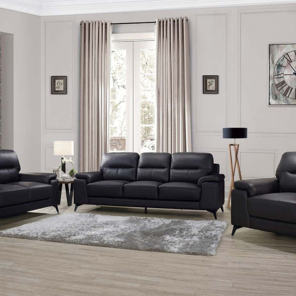 Mischa Top Grain Leather Sofa Set Black 9514 | Best Deals Today