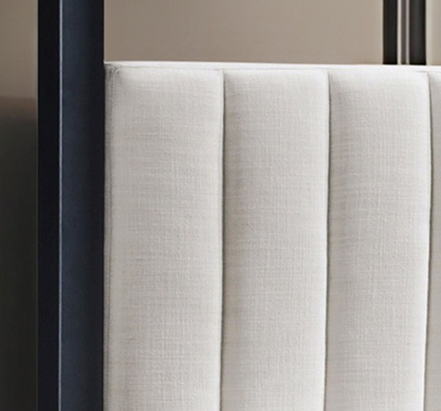 Modern Canopy Bed with Beige Upholstered Headboard 5932
