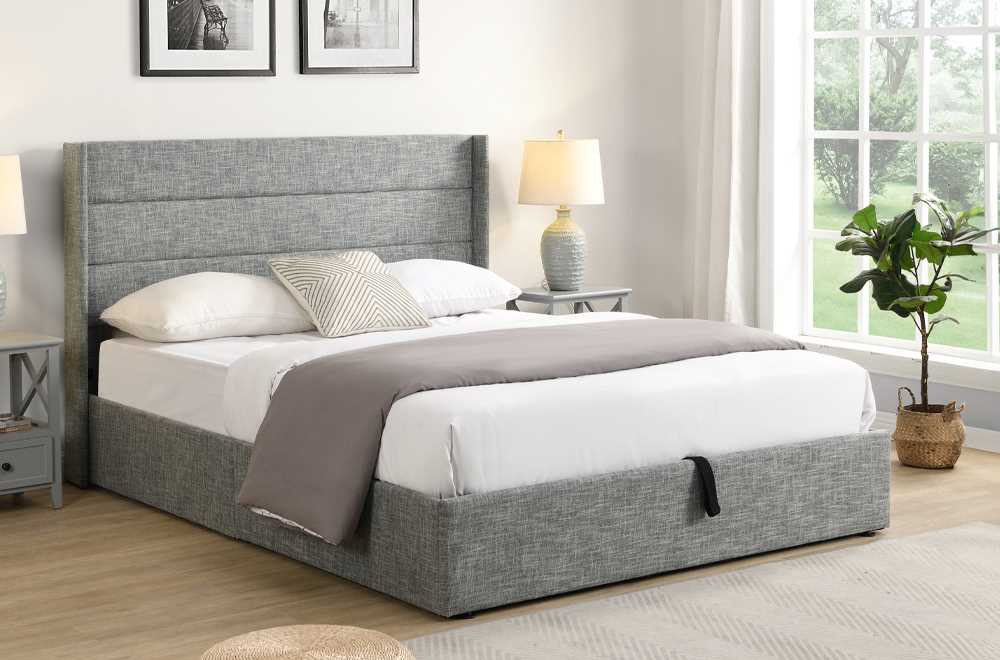 Hydraulic Lift Storage Bed With Panel-Tufted Headboard 2160