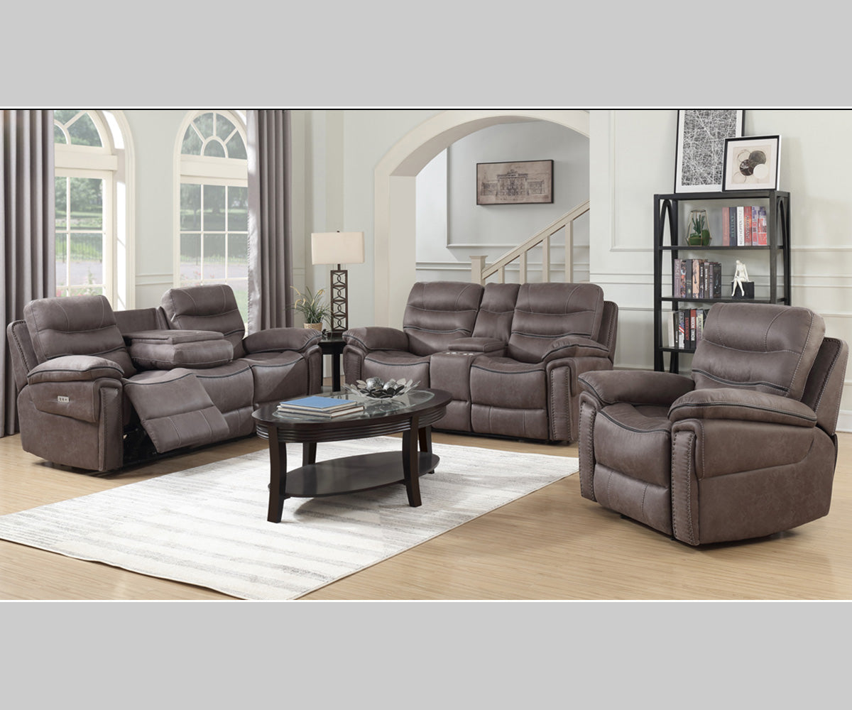 Morgan Power Recliner Sofa Collection in Grey Leathaire 9199
