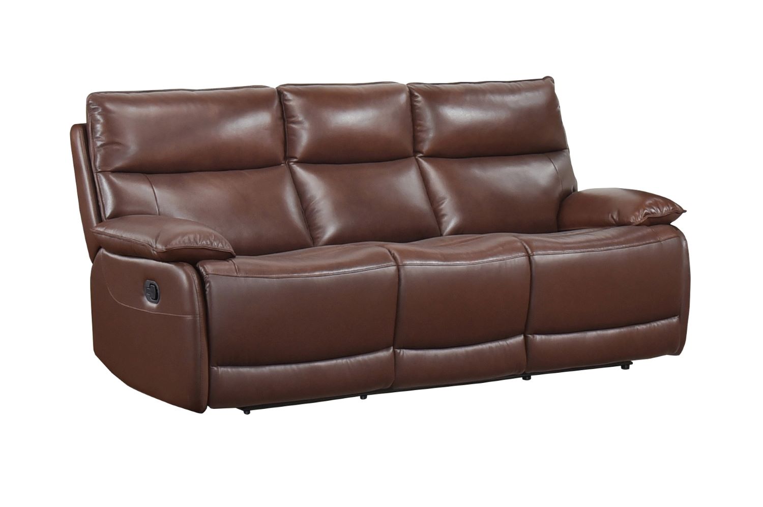 Morocco Brown Top Grain Leather Manual Recliner Sofa Set 9736