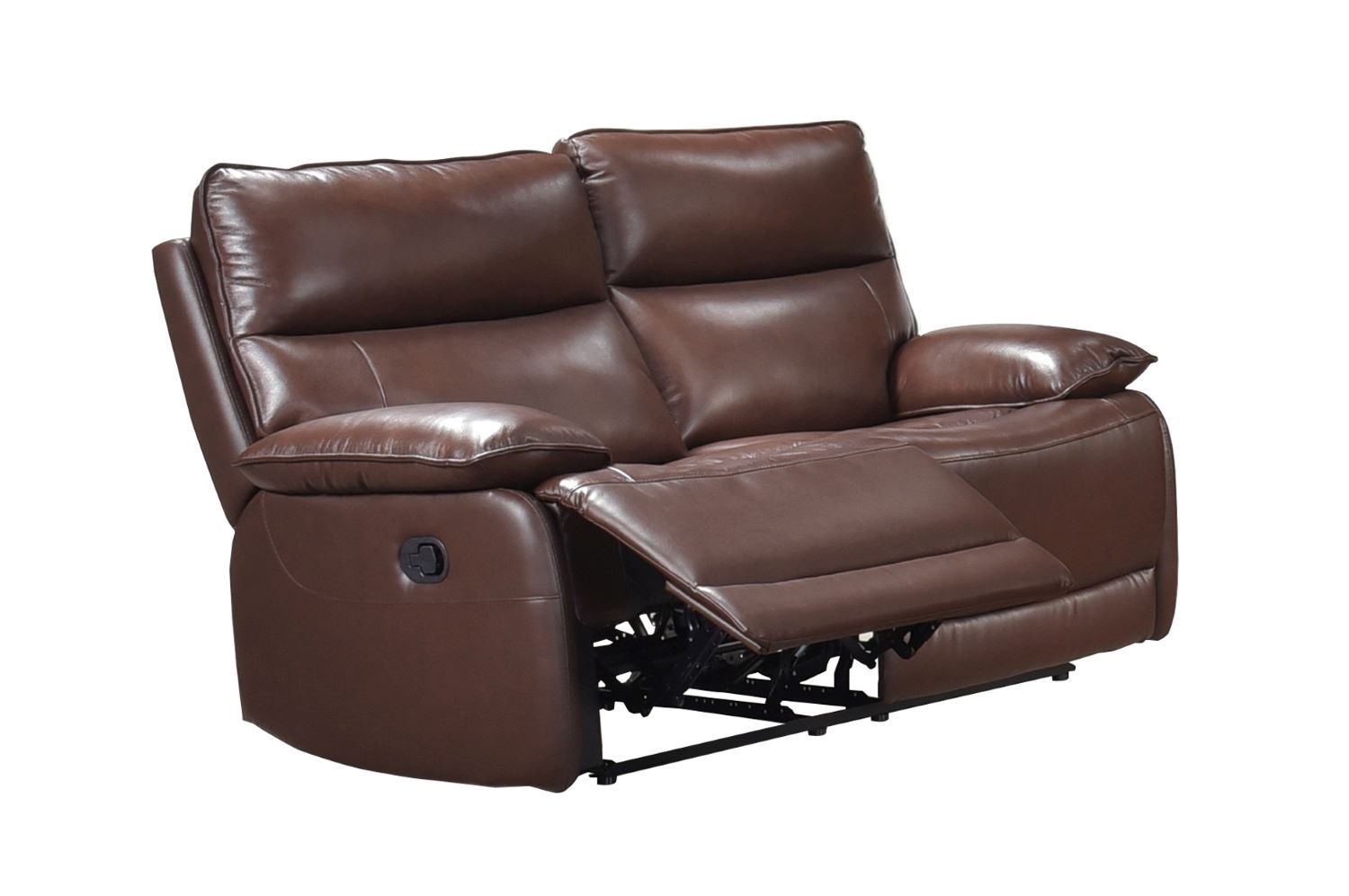 Morocco Brown Top Grain Leather Manual Recliner Sofa Set 9736