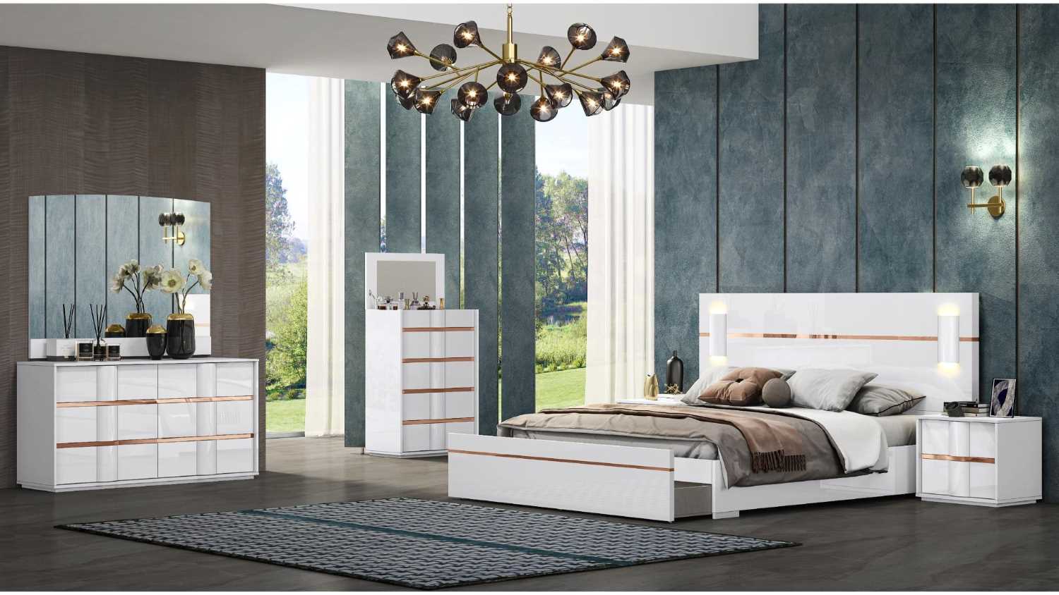 Munich Lacquer Bed with Pull-Out Storage in Footboard 1711