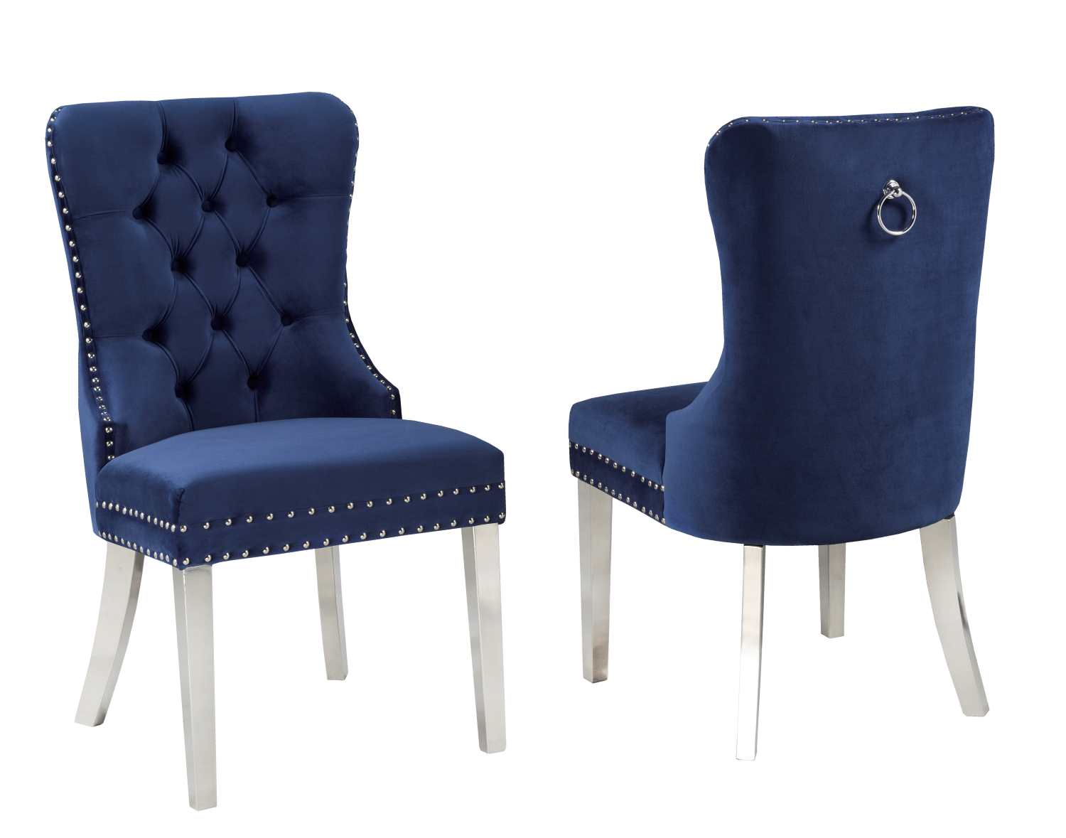 Navy Dining Chair W/ Chrome Legs F459-BL (Set of 2)