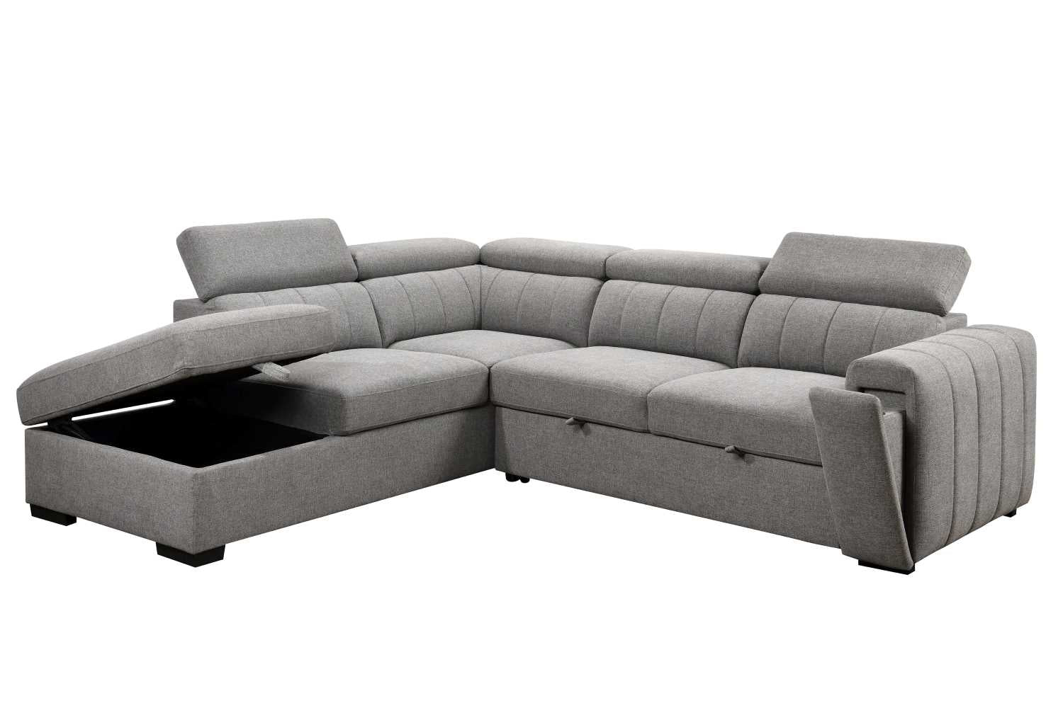 Nello Grey Fabric Sectional Sofa Bed