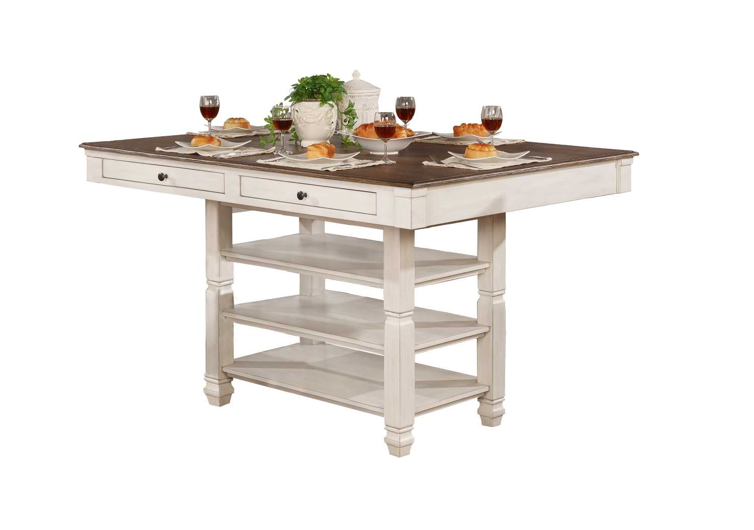 Nesbitt Counter Height Dining Table Antique White 7412 W-36