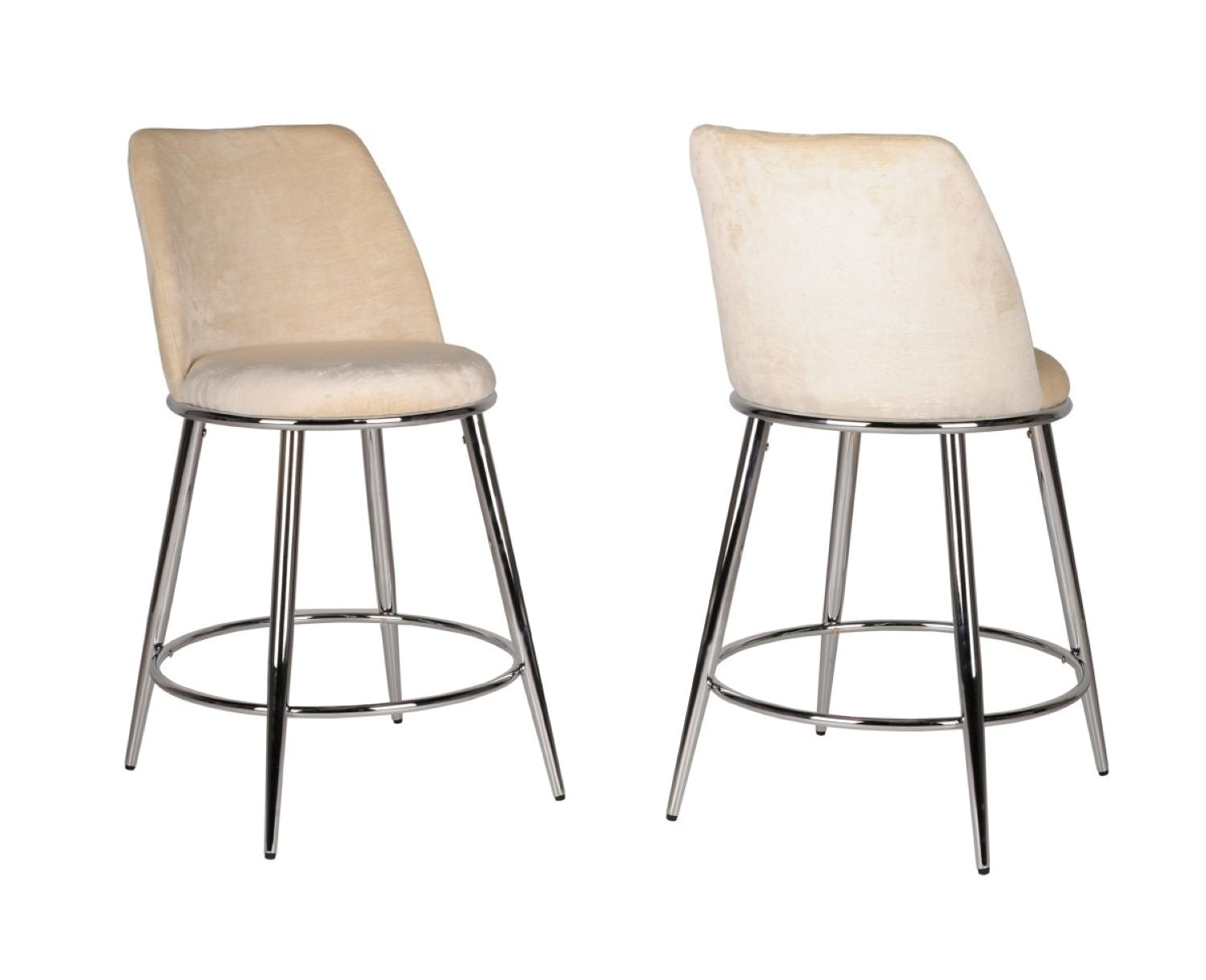 Nova Beige Counter Stool with Chrome Legs Set of 2 24511