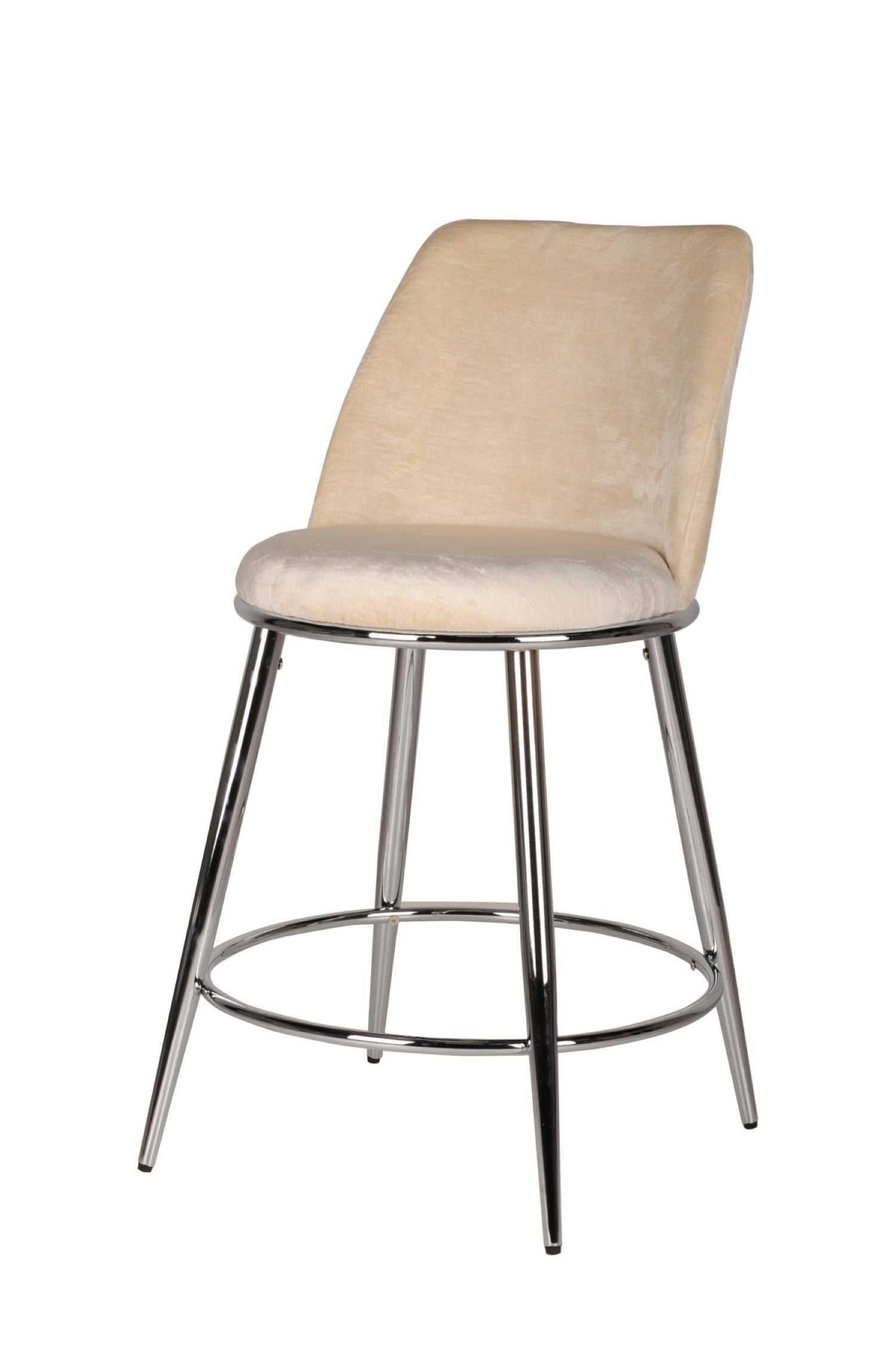 Nova Beige Counter Stool with Chrome Legs Set of 2 24511