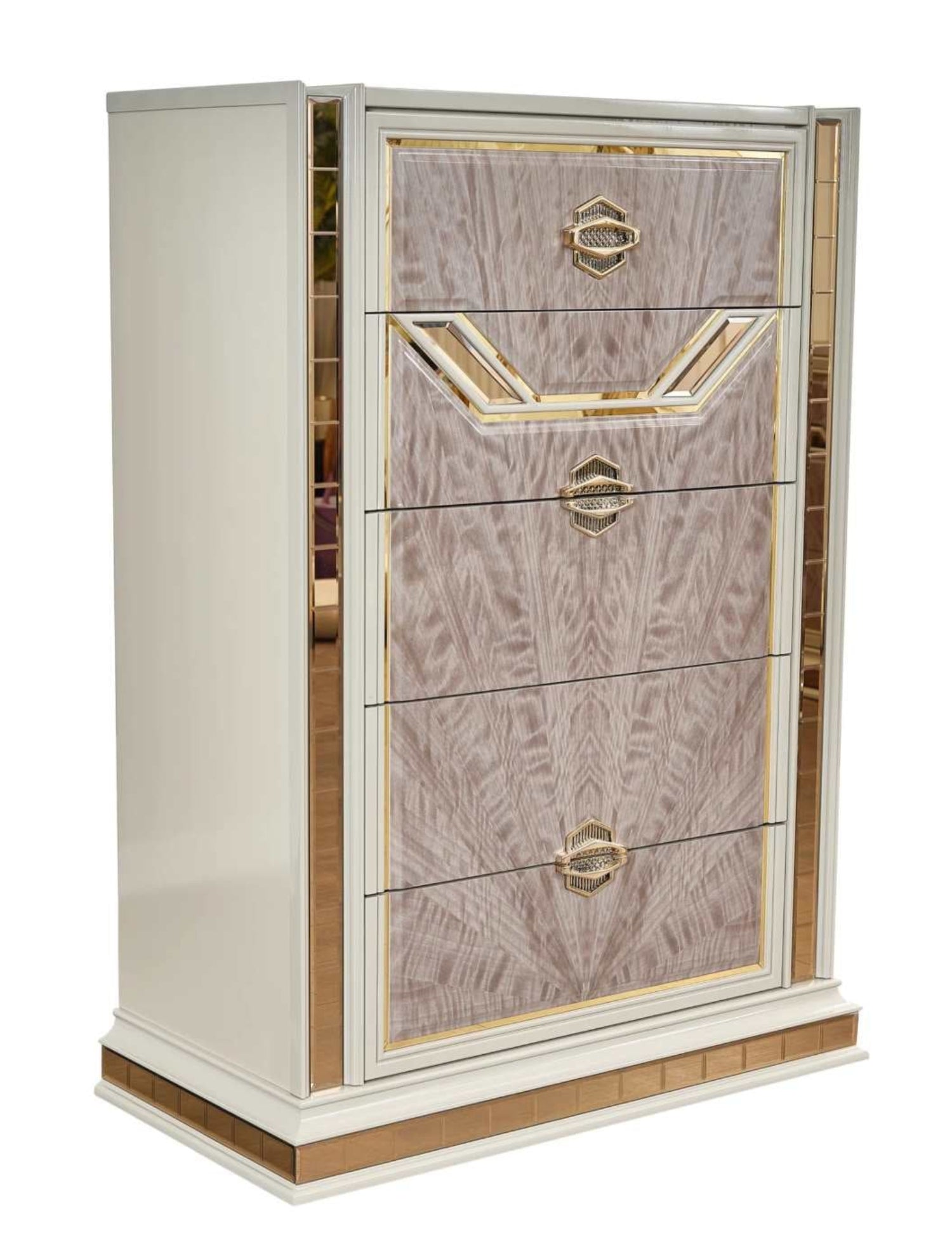 O'mari Beige Modern Chest with Gold Accent 1881