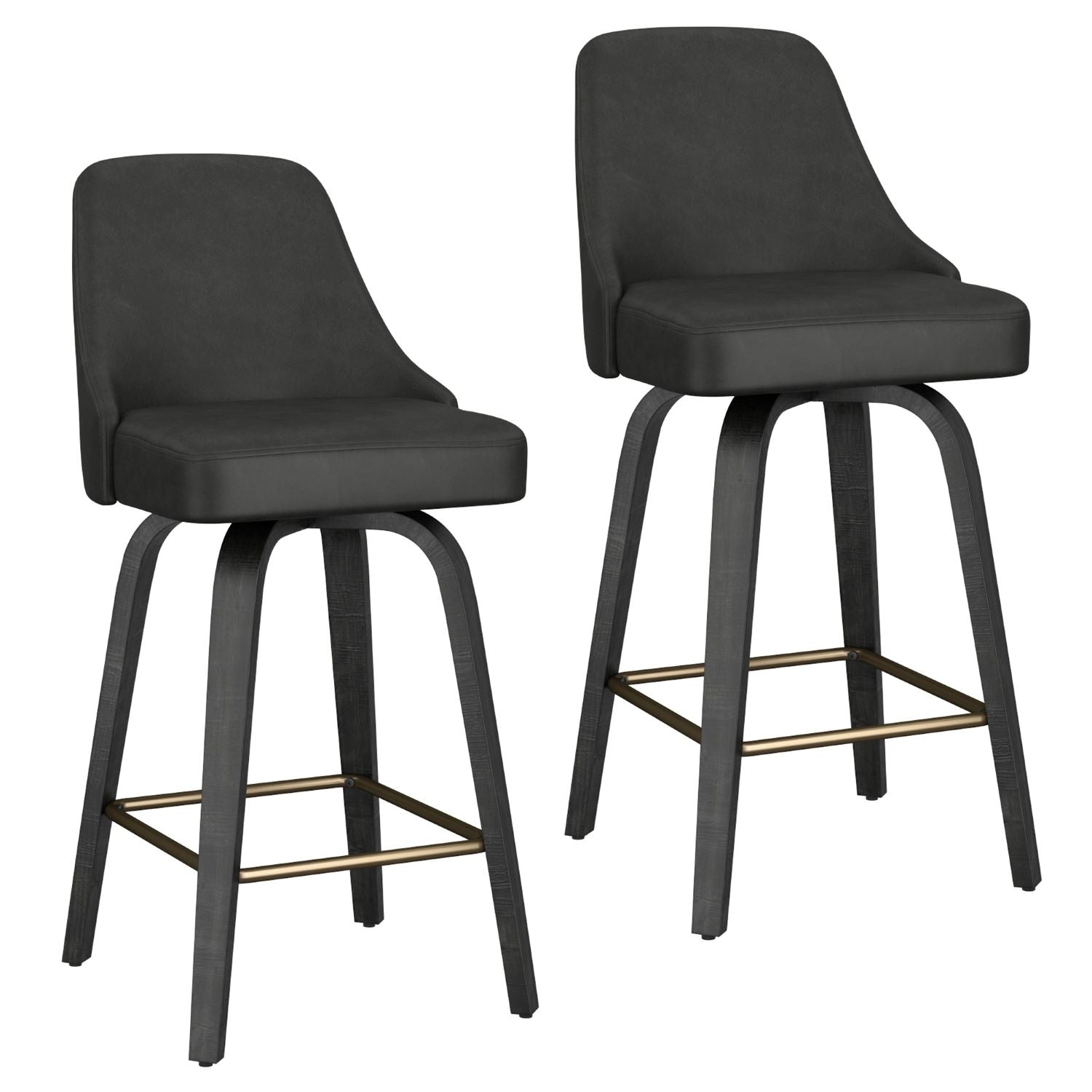 Oakley 26" Charcoal Swivel Counter Stool Set of 2 203-887CH