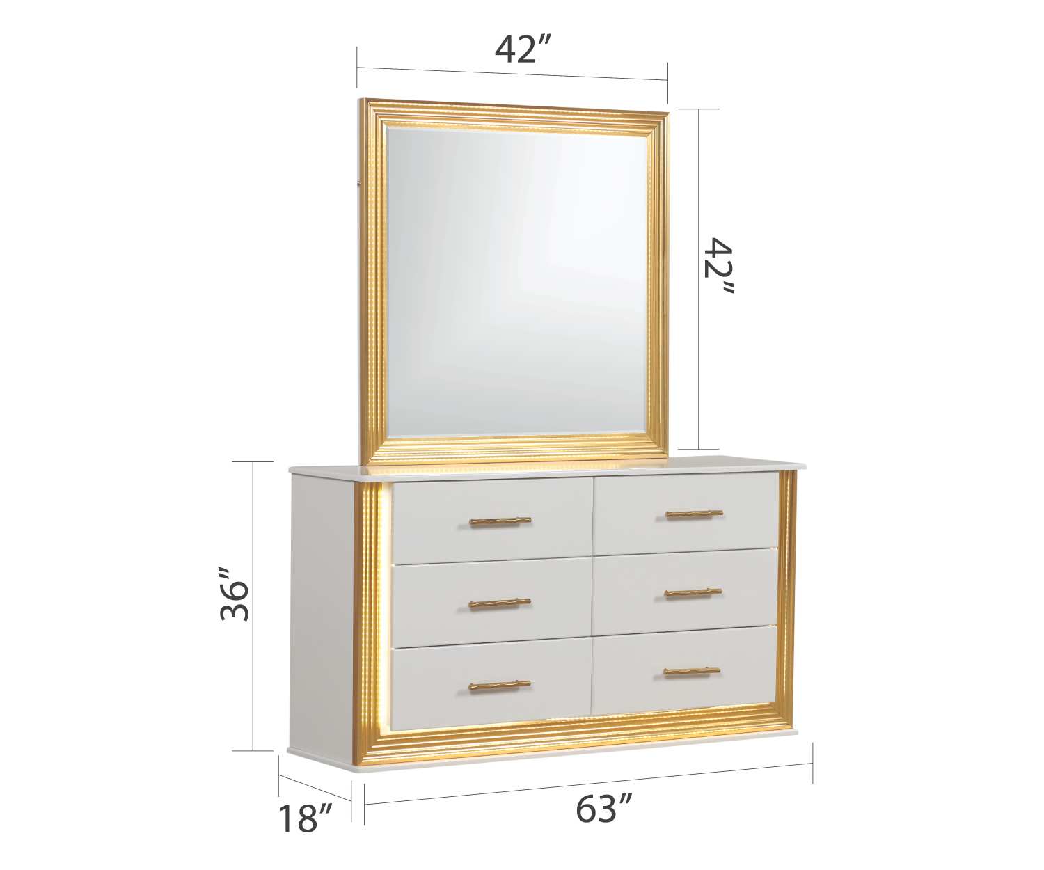 Obsession White & Rose Gold Bedroom Set With Upholstered Headboard 1581