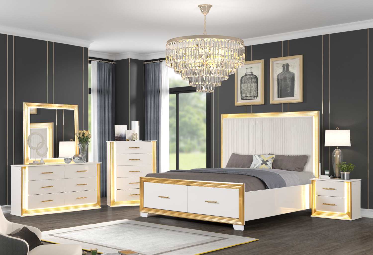 Obsession White & Rose 5 Drawer Chest 1581