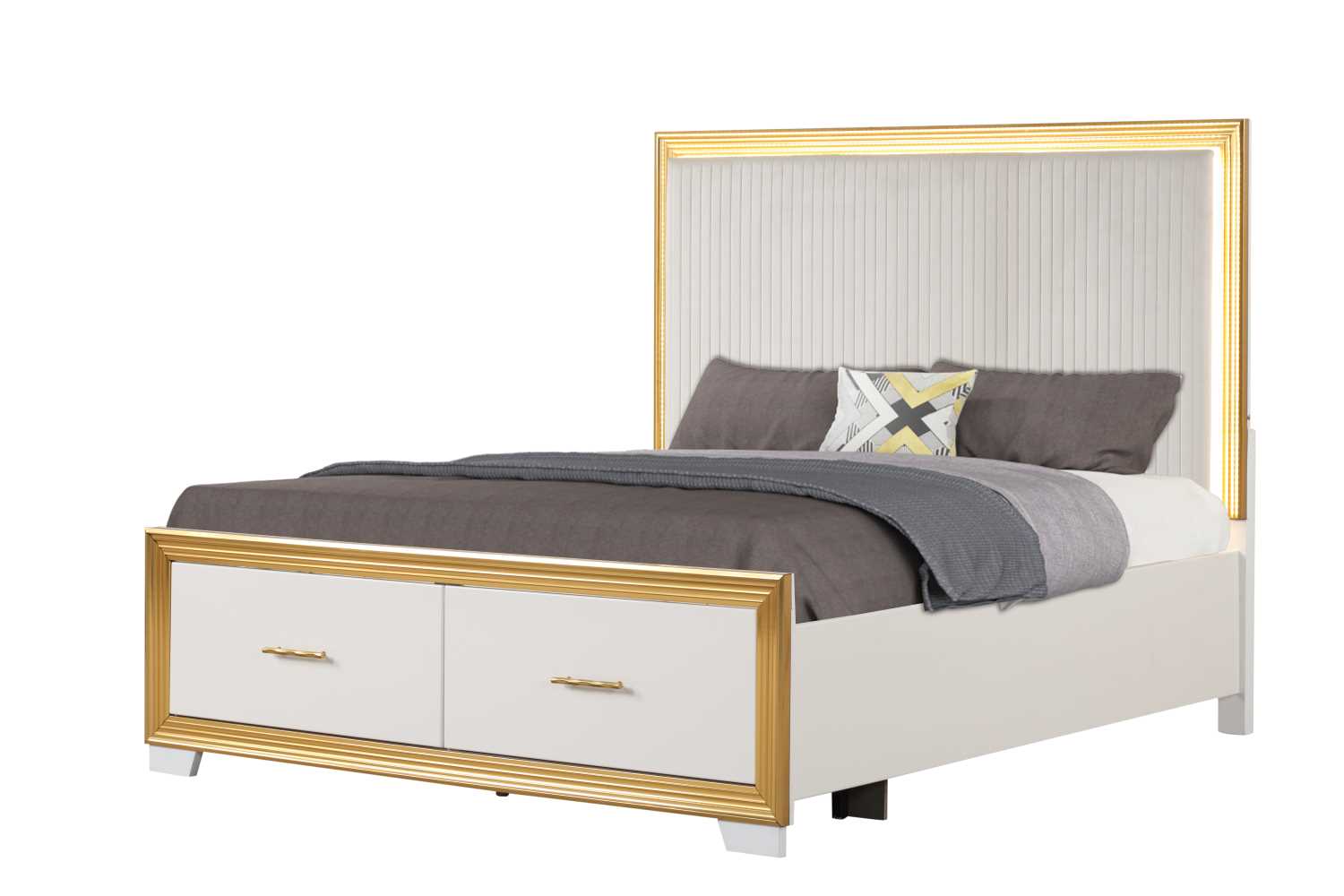 Obsession White & Rose Gold Bed With Upholstered Headboard 1581