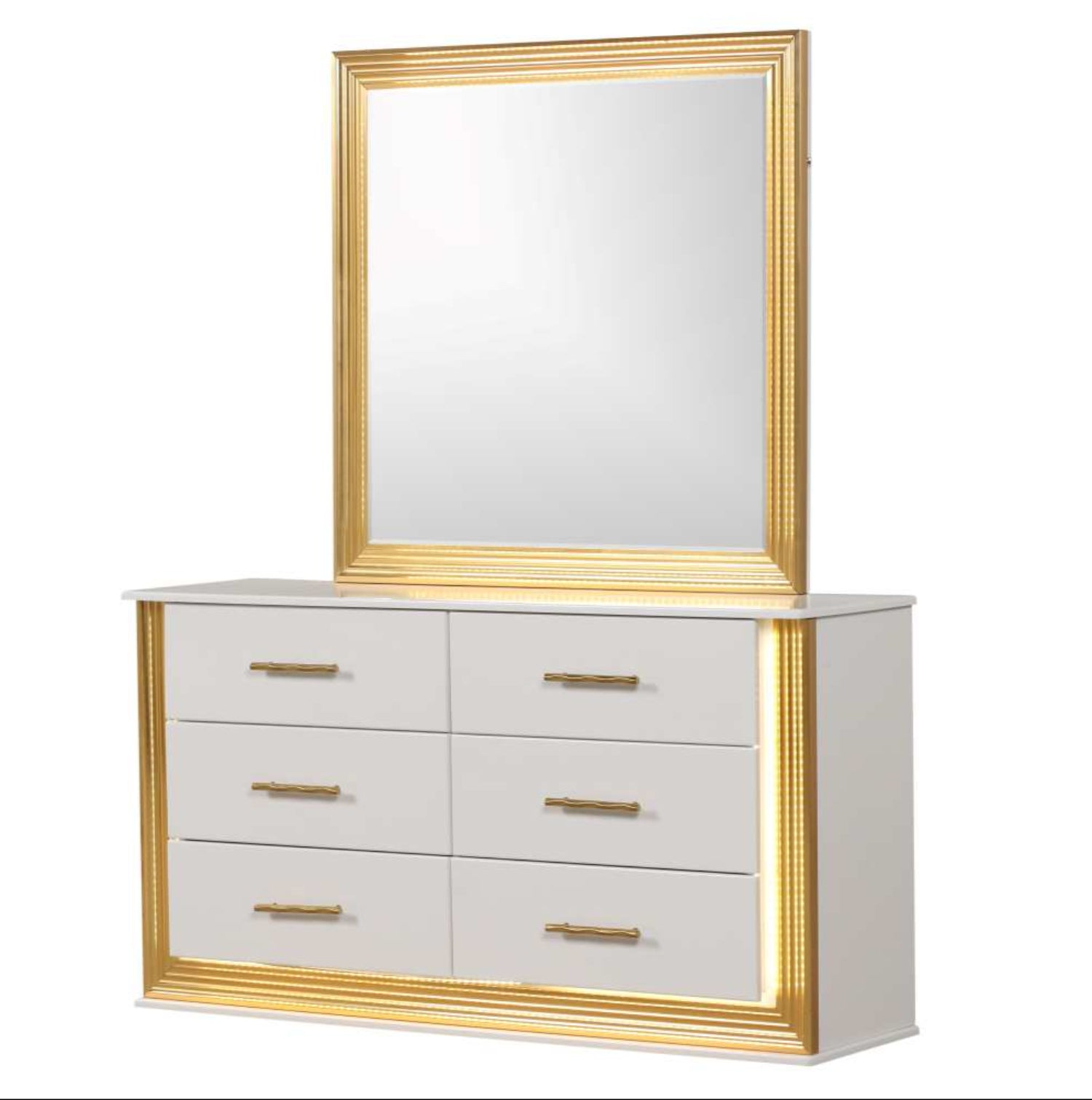 Obsession White & Rose Gold Bedroom Set With Upholstered Headboard 1581