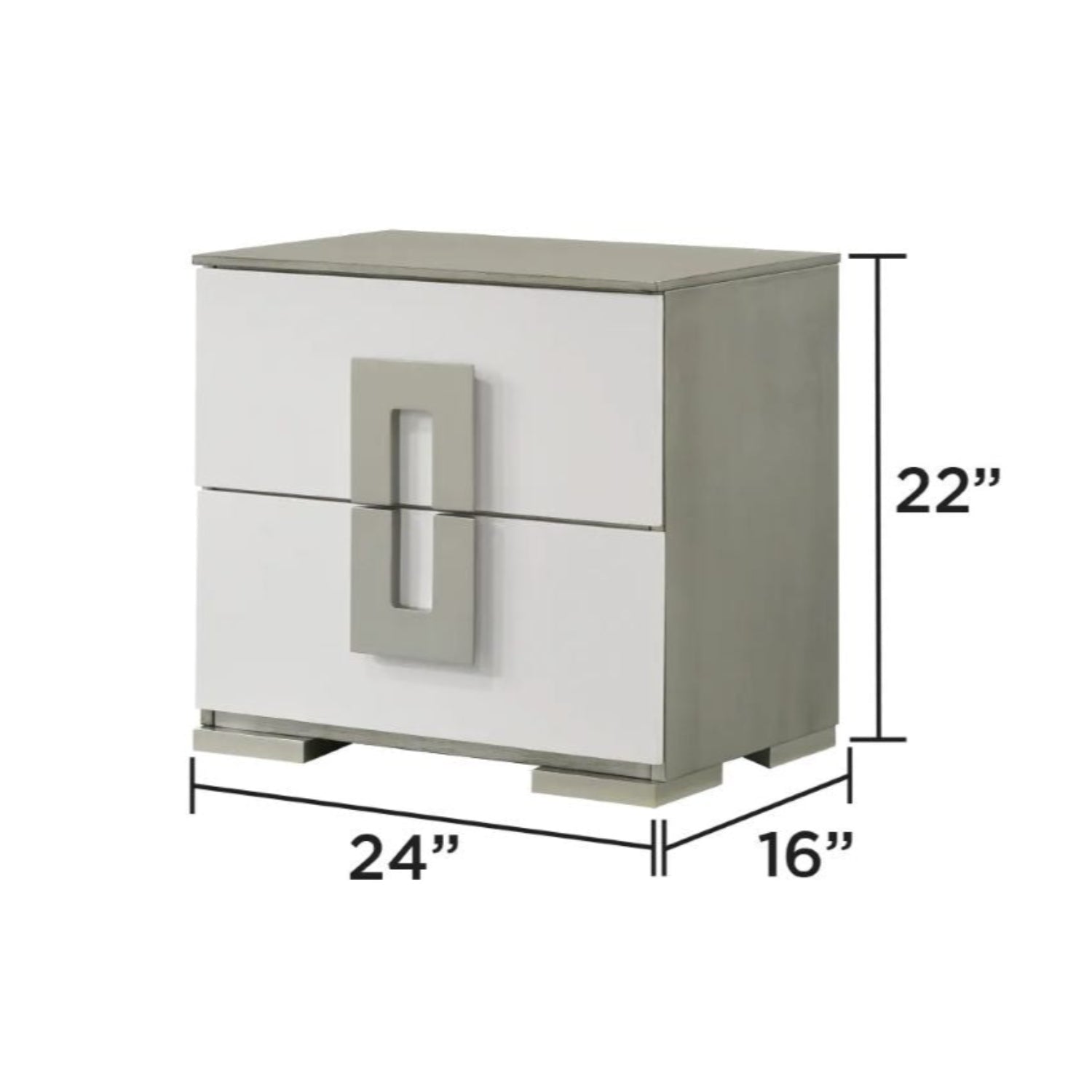 Olivia High-Gloss White Lacquer Finish Bedroom Set with LED Headboard 1821