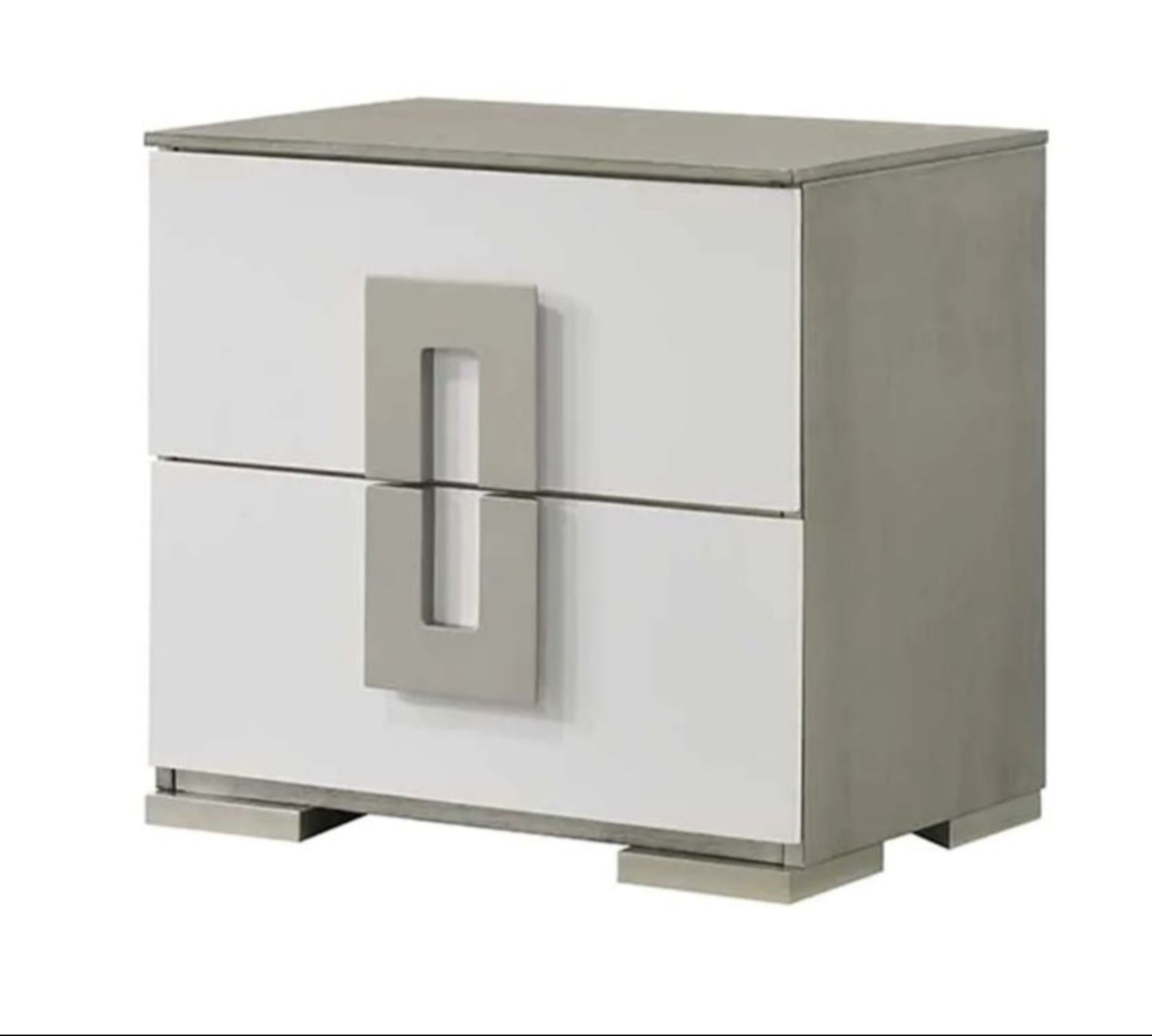 Olivia High-Gloss White Lacquer Finish Bedroom Set with LED Headboard 1821