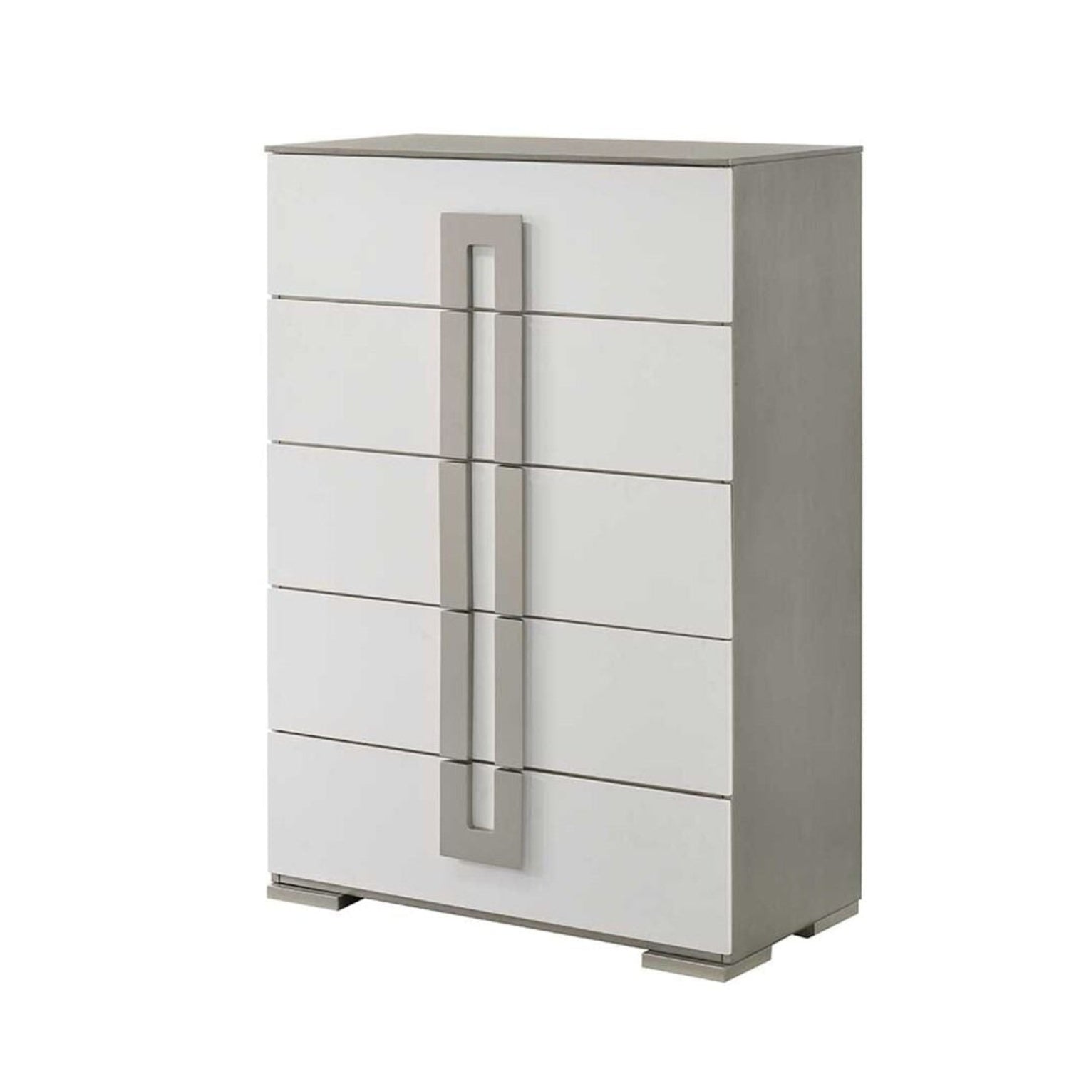 Olivia High-Gloss White Lacquer Finish Bedroom Set with LED Headboard 1821