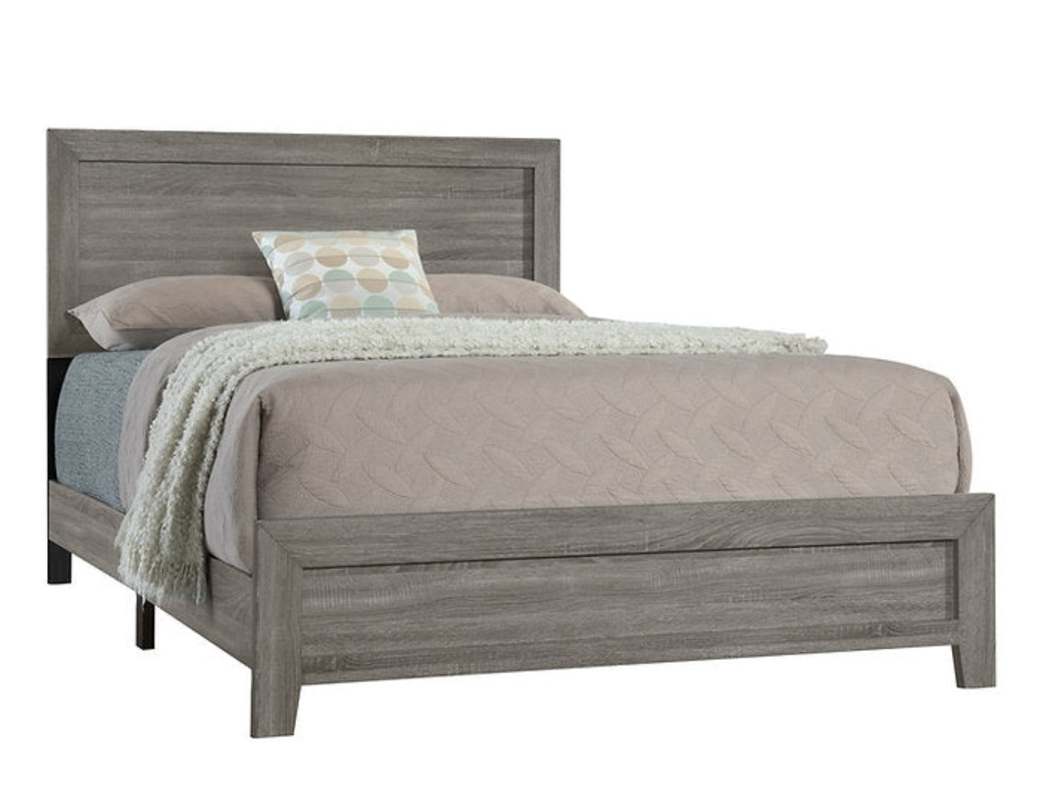 Olivia Taupe Wooden Bed with Panel Headboard