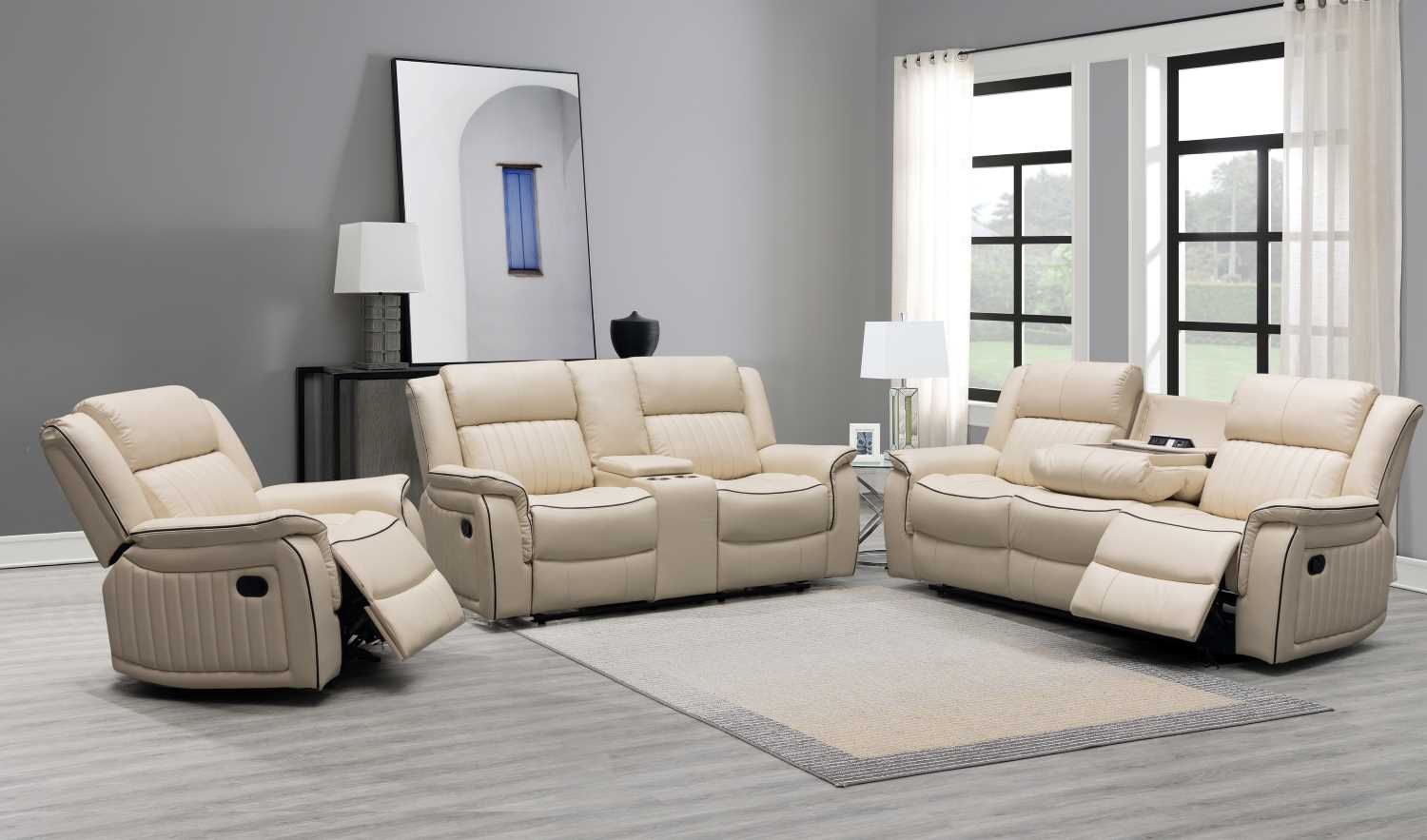 Omega Sofa Collection Ivory Air Leather