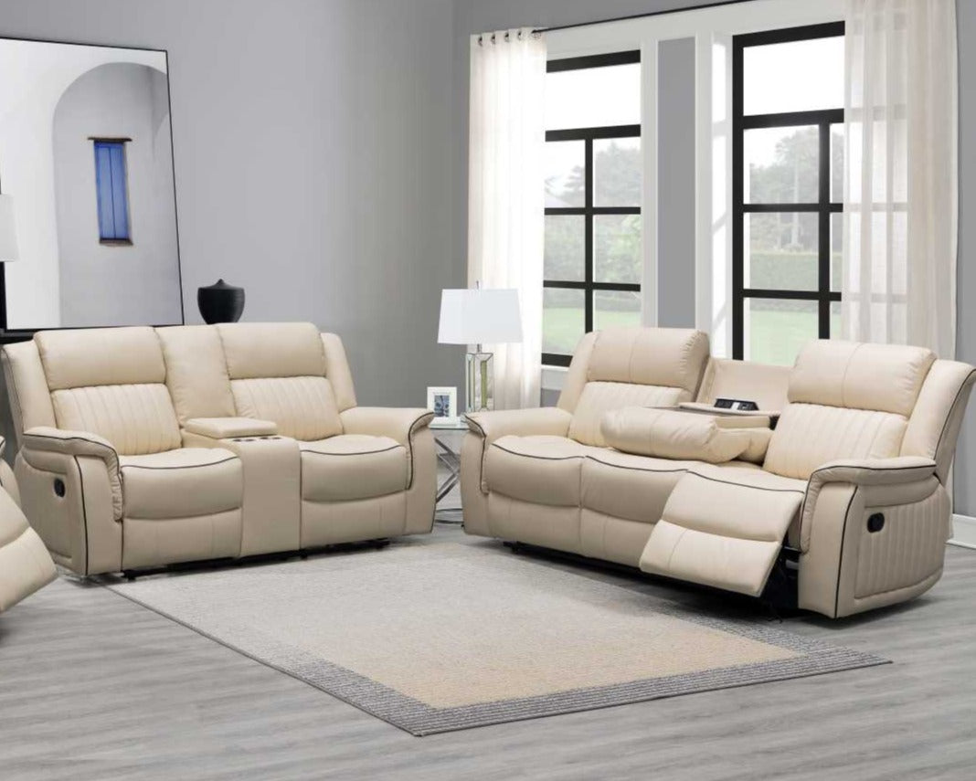 Omega Sofa Collection Ivory Air Leather