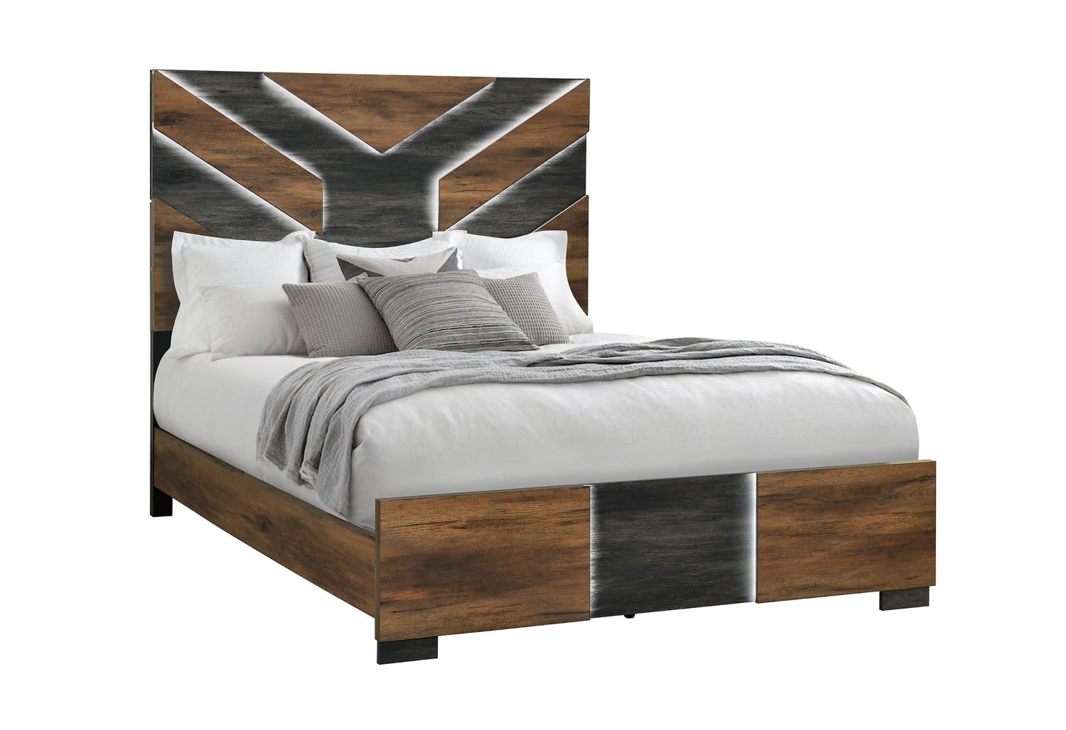 Optimus Wooden Bedroom Set Dark Brown & Walnut